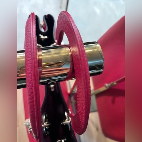 Christian Dior Red Diorissimo Pebbled Leather Tote Bag W/Charms&Crossbody Strap - Picture 8 of 11