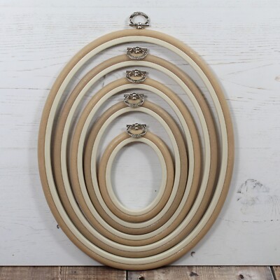 Nurge Embroidery Flexi Hoop Cross Stitch Oval Display Wood 14.5 cm x 19 cm