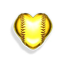 Heart Softball Sticker Soft Ball Cup Laptop Car Window Bumper helmet Vinyl Decal