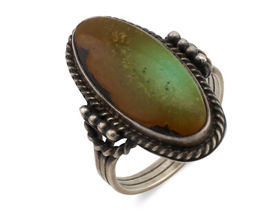 Navajo Ring .925 Silver Royston Turquoise Native American Artist C.1980's