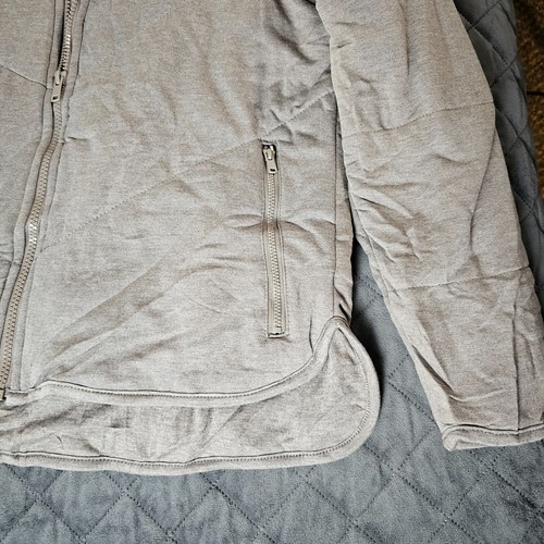 THREE DOTS Jacket Womens Medium Heather Gray Quilted Full Zip Sweatshirt Pockets - Picture 4 of 12