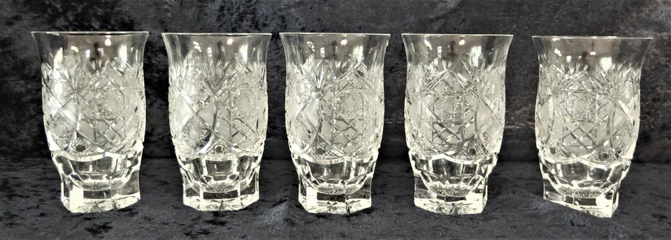 Bohemia Crystal RICH-CUT - VINTAGE - Set of 5 Water Tumblers Glasses - image 4 of 4