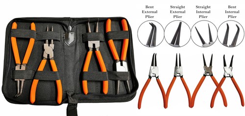 4 pcs 7" Circlip Plier Snap Ring Pliers Heavy Duty External Internal with Pouch - Picture 10 of 11