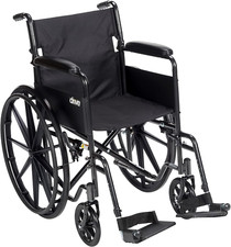 SSP118FA-SF Silver Sport 1 Folding Transport Wheelchair with Full Arms and Remov