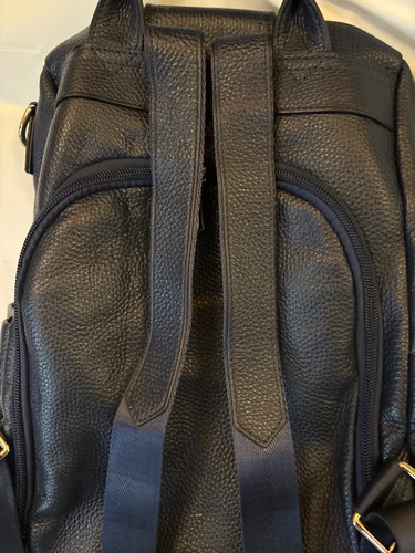 S-ZONE Womens Leather Backpack Rucksack Shoulder Bag School Travel Navy Blue - Picture 9 of 19