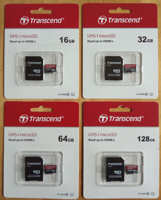 MicroSDHC MicroSDXC Speicherkarten von Transcend - zur Auswahl 16 GB bis 128 GB