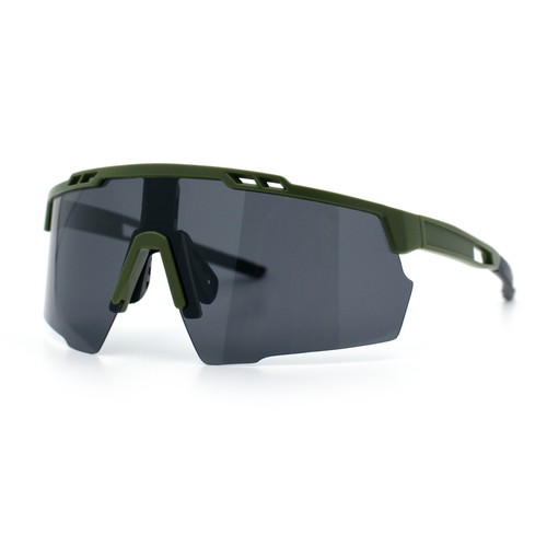 Polarized Mens Antiglare Oversized Shield Half Rim Wrap Sport Plastic Sunglasses - 第 30/39 張圖片