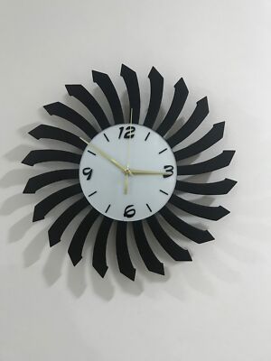 WALL CLOCK CURVED FACE ROUND MATT BLACK GOLD TRENDY MODERN Mothers Day ...
