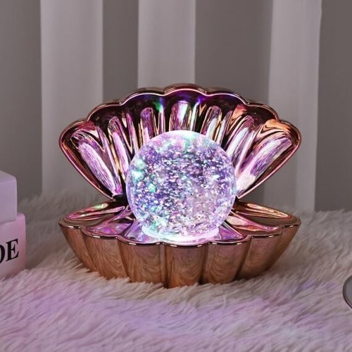 Sense Aroma Colour Changing Glitter Clam & Pearl Mood LED Light Lamp Rose Gold - Picture 2 of 4