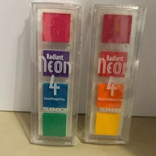 Lot 2 Tsukineko Ink Pad Sets Radiant Neon Electric Cool  Warm New Sealed
