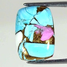 06.40Cts Cotton Candy Pink Copper Turquoise Cushion Cabochon Loose Gemstone
