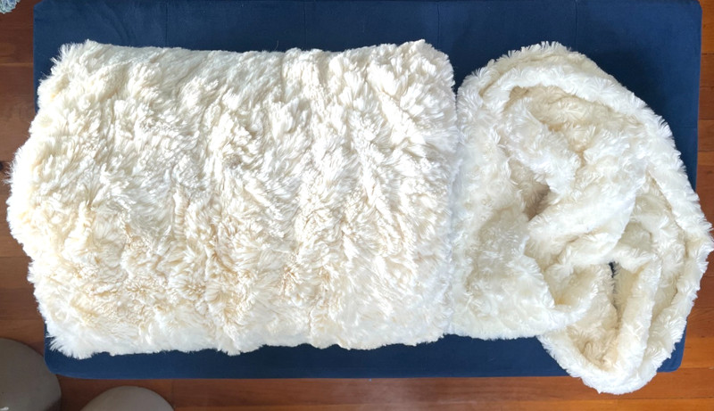LADIES FAUX OFF WHITE CREAM FUR LINED HAND WARMER MUFF AND INFINITY SCARF