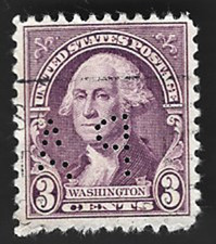 Scott# 720 3c George Washington with Perfins & a Machine Cancel (A-6)