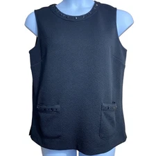 Karl Lagerfeld textured sleevless long tank with pockets and beads Size 14