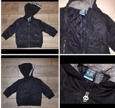 Koala Kik Black Hooded Jacket Infant Size 6-9 Months Skull~Rebel Zip Up Hoodie