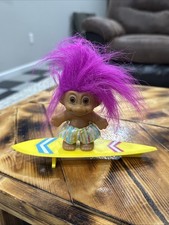 Russ Troll Doll Surfer Surfing Surf Board Fushia Hair Shorts Vintage Mini 5"