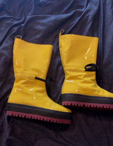 Marques' Almeida Plateaustiefel gelbes Leder, Damengröße 6 / 36