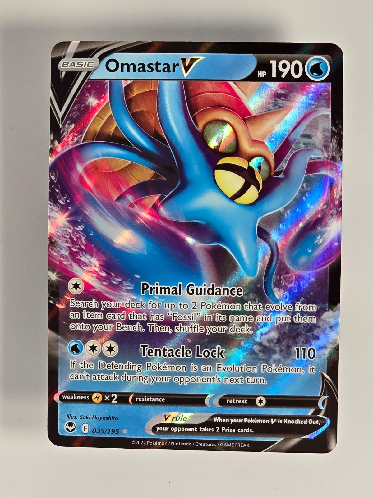 Omastar V 035/195 - Holo , V RARE - Silver Tempest - NM - illus. Hayashiro