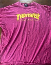 Thrasher Magazine Shirt Mens XL Pink Yellow Logo Skateboarding Graphic Tee