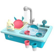CUTE STONE Color Changing Kitchen Sink Toys, Children Electric Dishwasher Playin