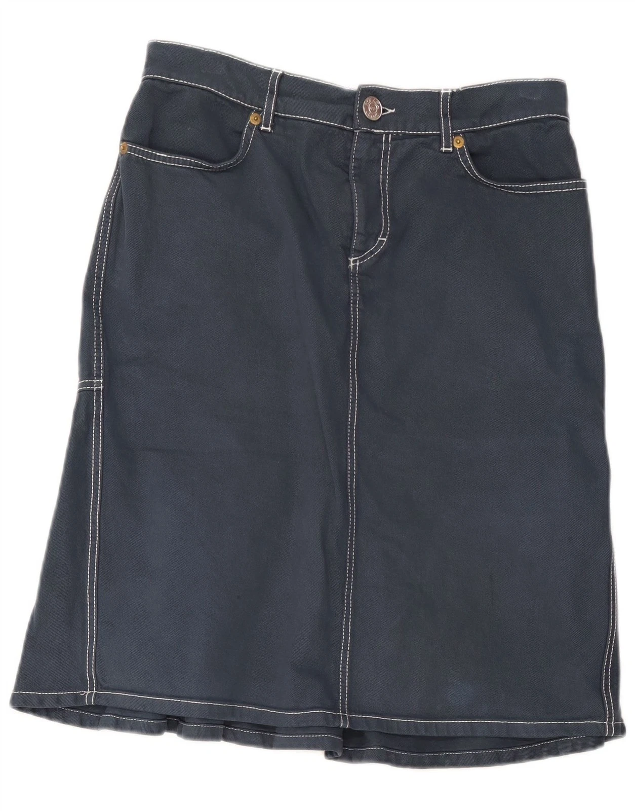 Escada Womens Denim A-Line Skirt IT 40 Small W32 Navy Blue Cotton EC67