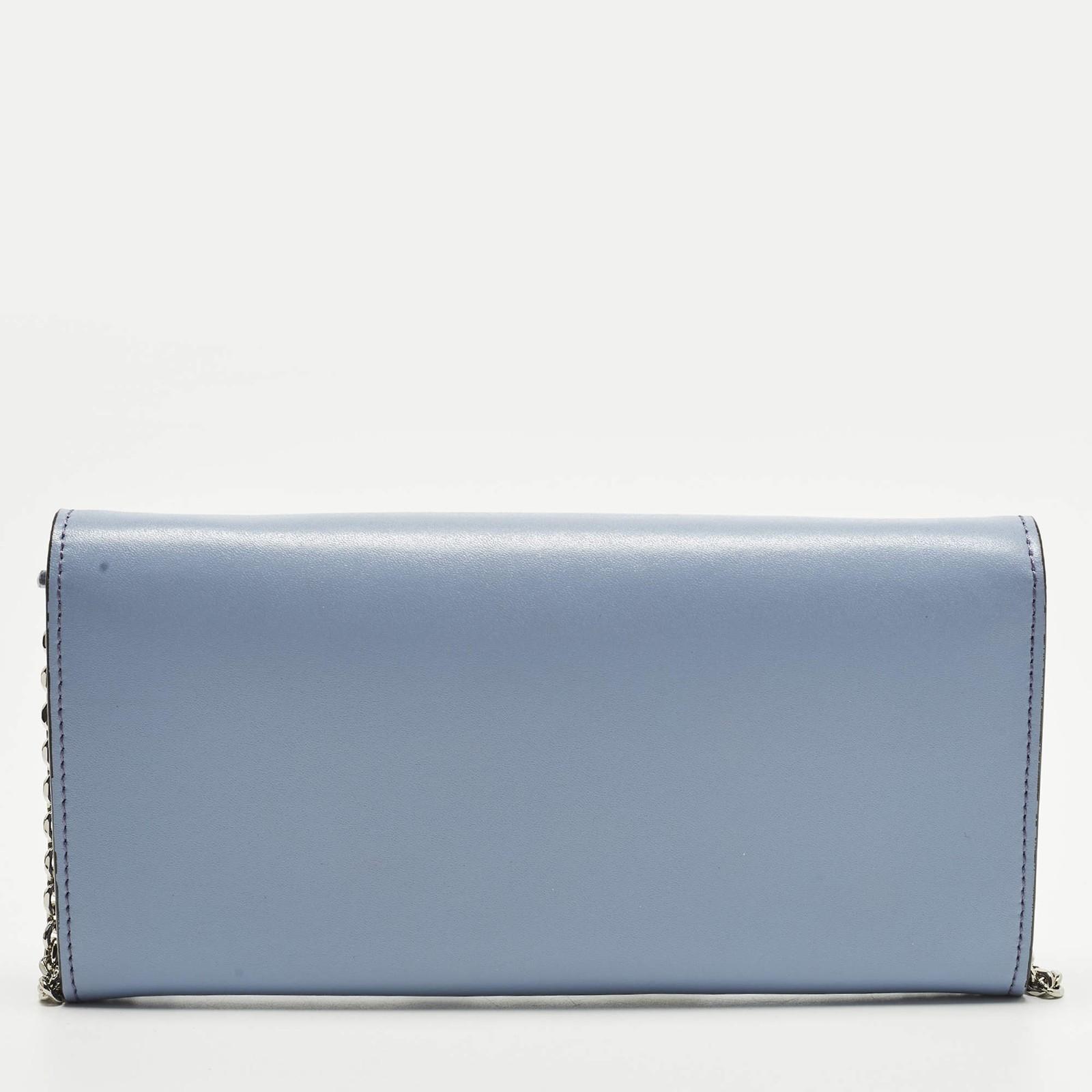 Fendi Studded Light Blue Leather Wallet On Chain thumbnail 4