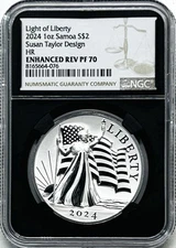 2024 $2 Samoa 1oz Light Of Liberty Taylor Design UHR NGC ENHANCED REVERSE PF70