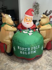 Gemmy 2006 Airblown Inflatable 7ft North Pole Hold 'Em Santa Reinder Poker
