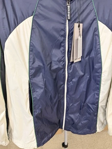 Palm Angels MED Curved Logo Windbreaker Jacket Navy Blue NWT 🔥 $1181 image 7