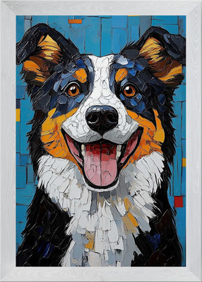 Lächelnder Hund Gemälde gerahmt Wandbild Poster Leinwanddruck Bild