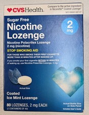 CVS HEALTH SUGAR FREE NICOTINE LOZENGE 2 mg COATED ICE MINT 80 ct. EXP. 10/2027