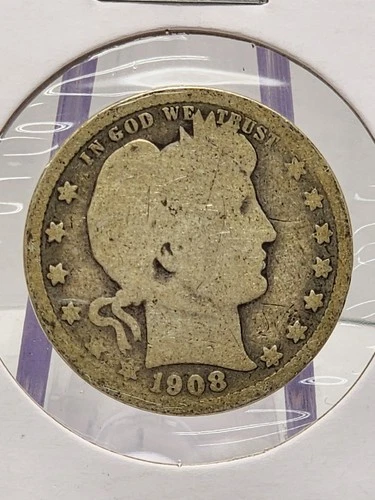 1908-O Barber Quarter Raw Good (Details)