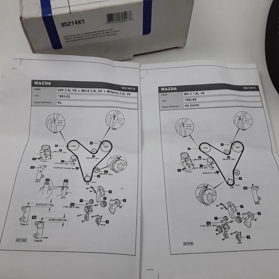 Kit de correa de distribución del motor para Mazda 323 MX-3 626 Millenia MX-6 Ford Probe 1992-2002 Foto 4 de 4