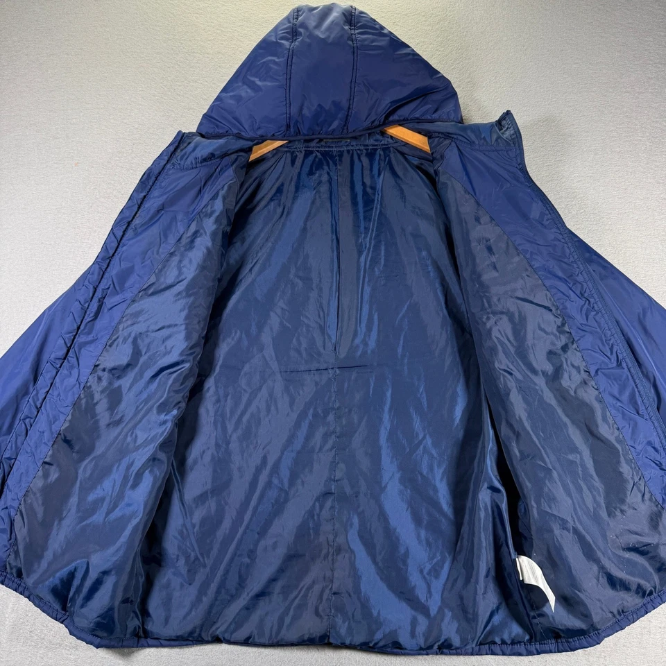 Asics Mens Blue Puffer Hooded Jacket Lightweight Full Zip Athletic Sportswear - Image 4 of 4