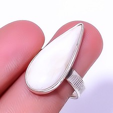 White Scolecite - India 925 Sterling Silver Jewelry Ring s.8 R6068-66