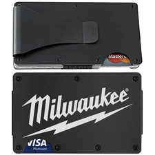 Custom Milwaukee Tool Mens Titanium Carbon RFID Blocking Engraved Wallet D7