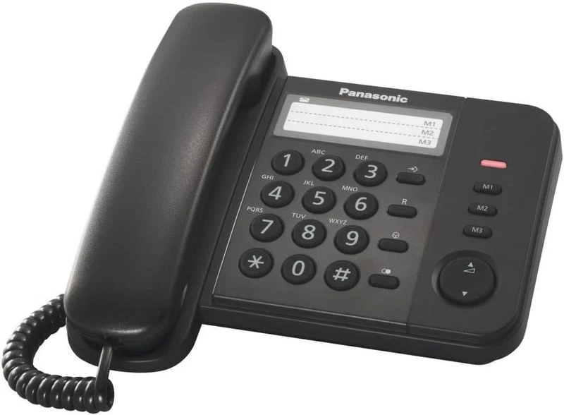 Telefono Fisso Senior con Filo da Casa Ufficio PANASONIC Tasti Grandi Nero