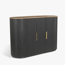 Real Solid Marble Top Sideboard Console Hall Table Unit with Black Mango Wood B