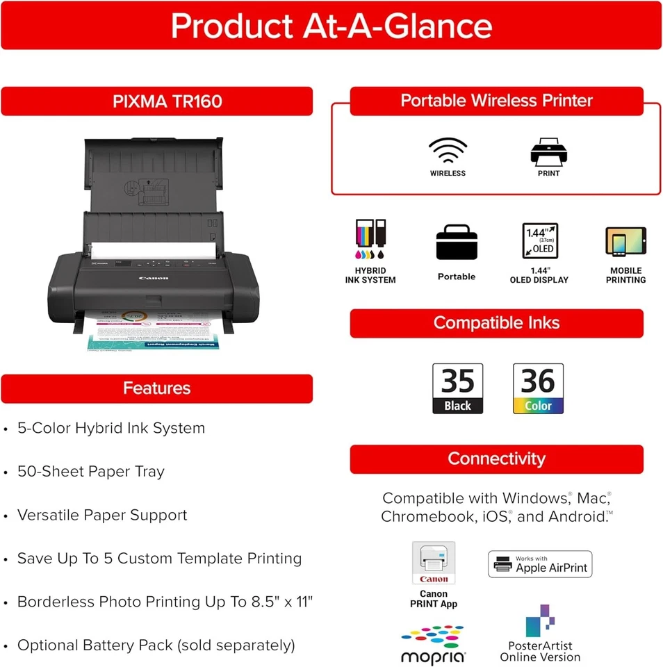 Canon Pixma TR150 Wireless Mobile Printer - Image 3 of 4