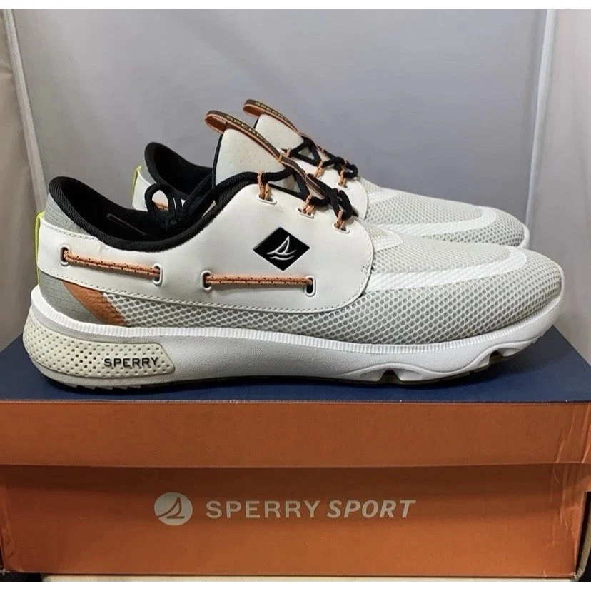 New! Sperry 7 Seas 3-Eye White Sneakers STS41105 Boat Shoes Men’s Size 11