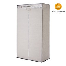 Single Tier Zippered Steel Adult Clothes Closet, 36", Grey Pumice, Bedroom