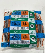 Southwire 25 ft. 10/3 Gray Solid CU UF-B W/G Cable New