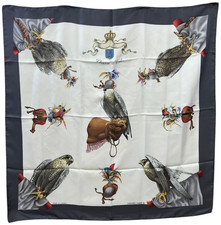 HERMES Chasse a Vol Carre 90 Silk 100 Scarf Multicolor No Box Used.
