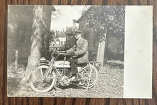 Real Photo RPPC Postcard. Young Man On Very Early Motorcycle. Very Clear Image