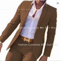 Classic Summer Men's Suit 2PCS For Wedding Formal Solid Suit Including Jacket P