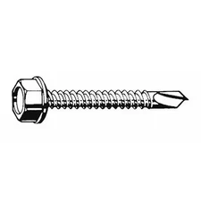 Self-Drilling Screw, #10 X 2 In, Zinc Plated Steel Flange Hex Head External Hex