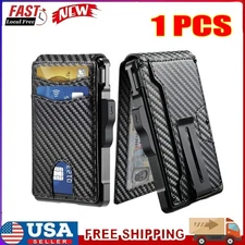 Mens Slim Minimalist Wallet with Money Clip, Pop Up Card Holder Bifold Wallet