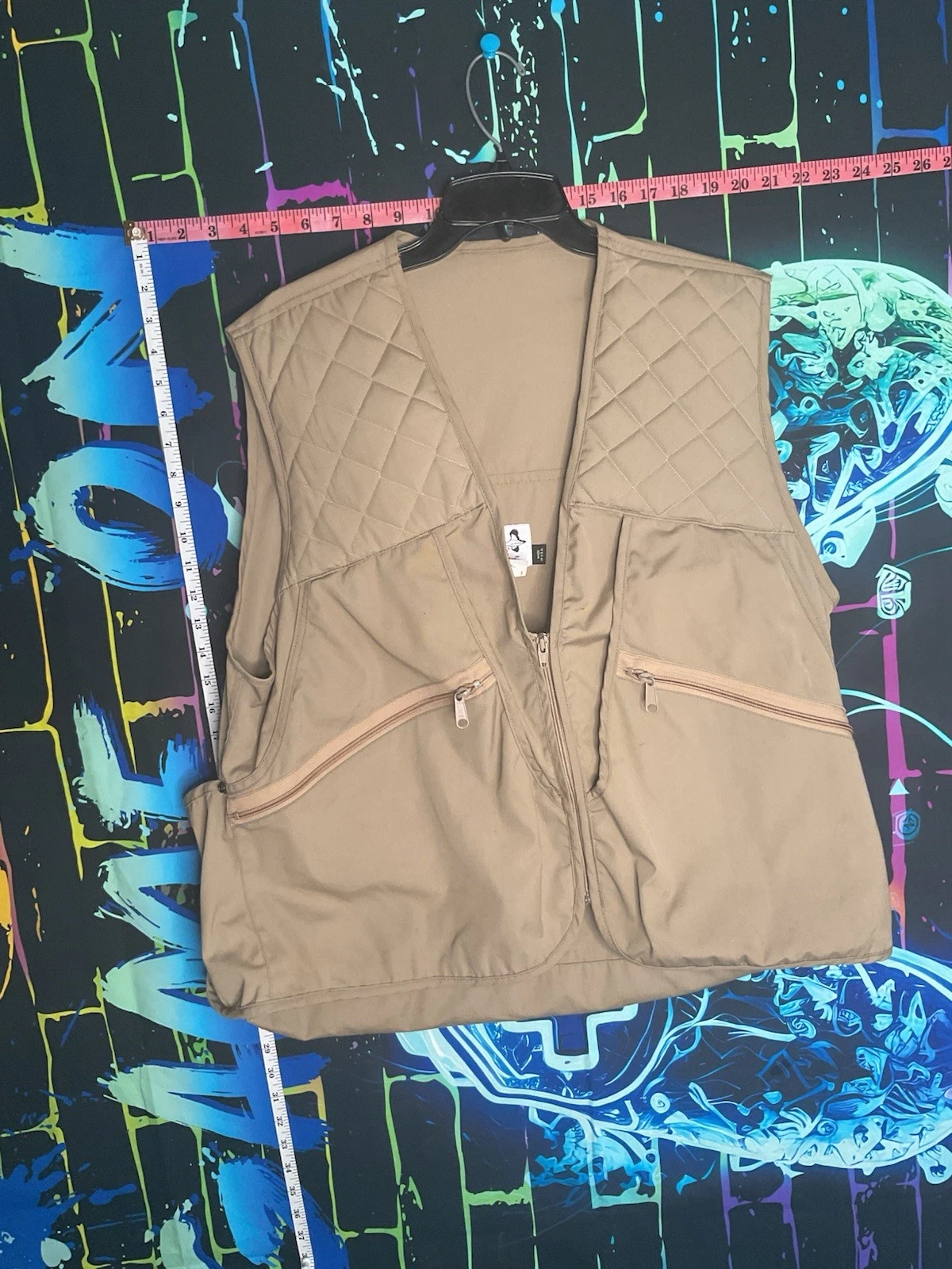 ORVIS Vest Mens LHunting Fishing Utility Pockets Beige Made in USA