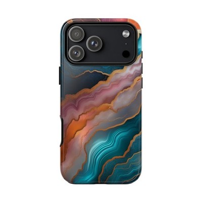 Surreal Agate Teal Pink Geode Slim Tough Wireless Case for iPhone Samsung Pixel