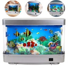 Fake Fish Tank Mini Aquarium Decorative Lamp Night Light for Bedroom, Office